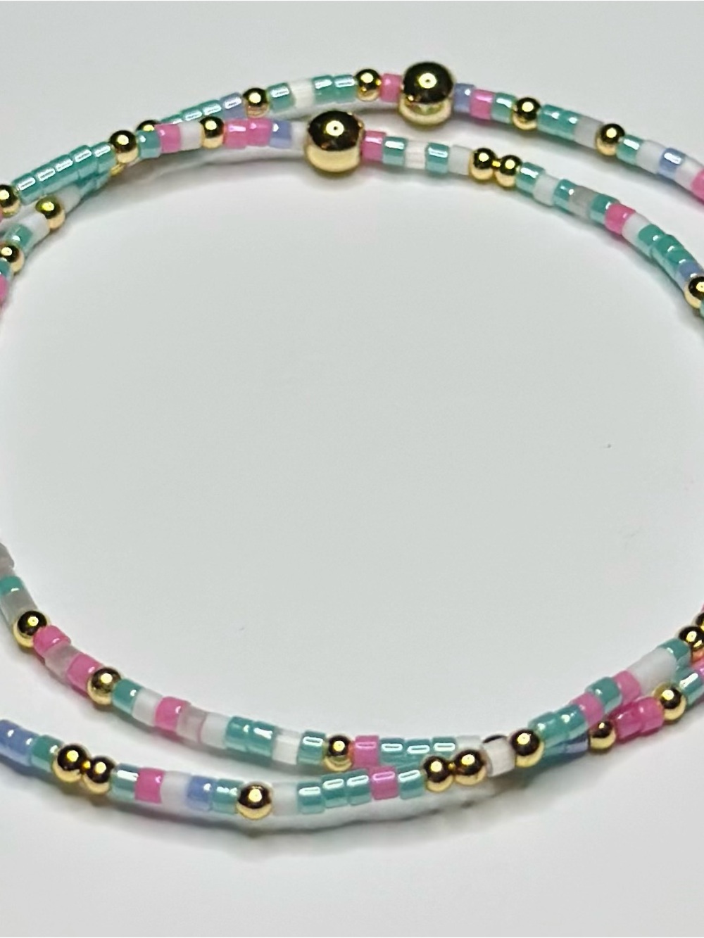 Pastel Seed Bead Bracelet with Gold Accent Beads